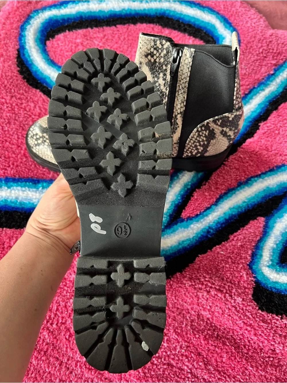 Target Snake-Print Chelsea Ankle Boots - White & Black